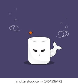 Halloween card. Candy. Marshmallow postcard. Mermaid. Vector kawaii. Halloween poster. Cartoon style