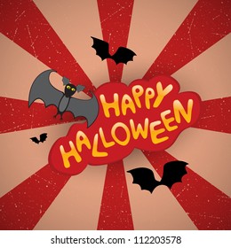 Halloween card with cartoon bats. Vector illustration