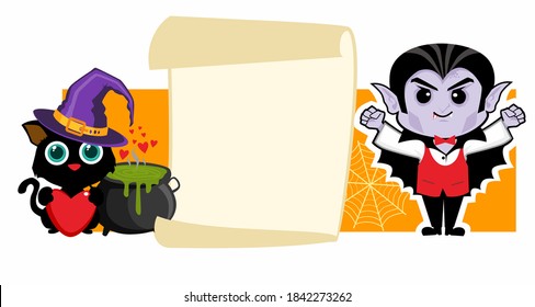halloween card cartoon in vector
