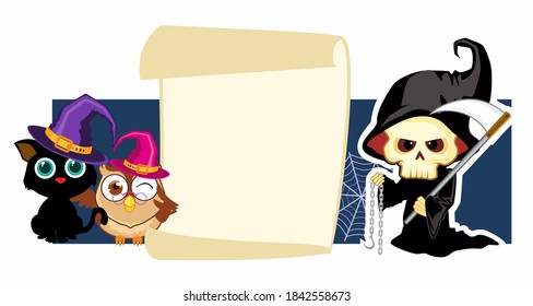 halloween card cartoon in vector