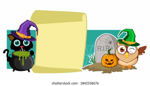 halloween card cartoon in vector