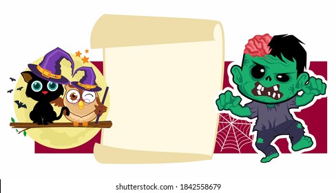 halloween card cartoon in vector
