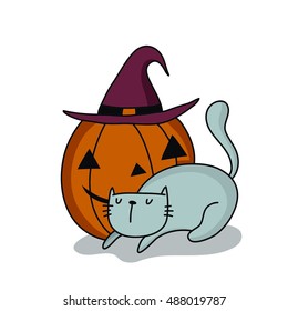 Halloween card with cat