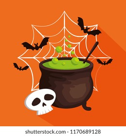 halloween card with cauldron