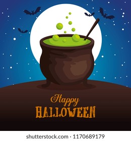 halloween card with cauldron
