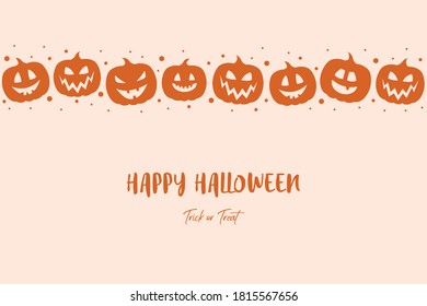 Halloween card with craved pumpkins and text. Vector