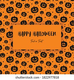 Halloween card with craved pumpkins and text. Vector