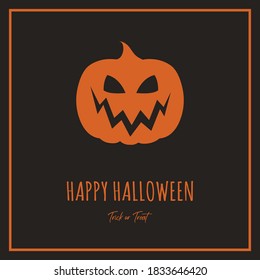 Halloween card with craved pumpkins and text. Vector