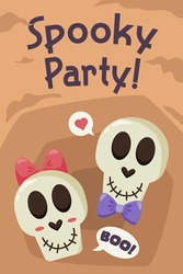 Halloween Card Design Couple Skull