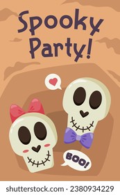 Halloween Card Design Couple Skull