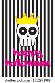 Halloween card design and death's-head vector and cartoon draw. 