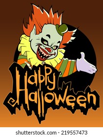 Halloween card design with evil clown