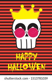 Halloween card design and glasses death's-head vector and cartoon draw. 