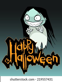 Halloween card design with little ghost