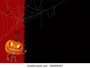 Halloween card design on Red and Black background, vector illustration.