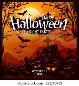 Halloween card design template. Vector illustration.