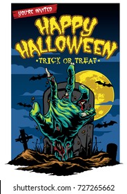 halloween card design with zombie hand