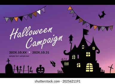 Halloween card flame flat vector illustration