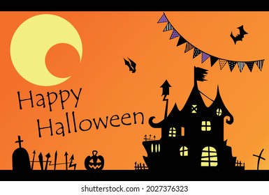 Ilustración vectorial plana de la tarjeta Halloween