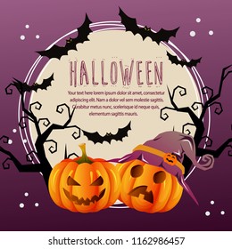halloween card with funny face pumpkin