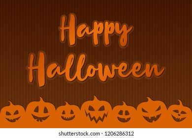 Halloween card with funny pumpkins and wishes. Vector.