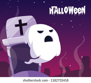 halloween card with ghost characters