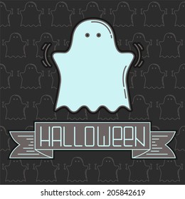 Halloween card with ghost and ribbon