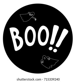 Halloween card. Ghosts. Boo handwritten text. Isolated on white background. Vector design