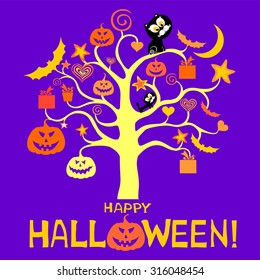 halloween card. Greeting background. Vector Illustration