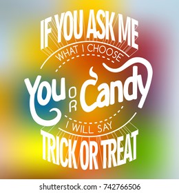 Halloween card with lettering elements. Trick or treat?