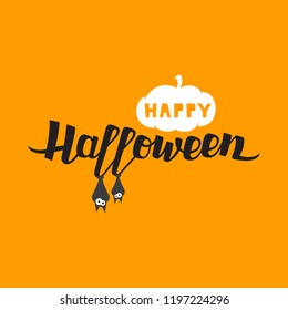 Halloween card with lettering text. Vector illustration.