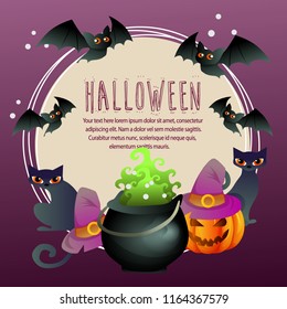 halloween card with magic pot