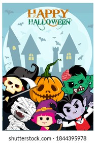 halloween card mascot cartoon in vector