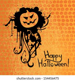 Halloween card with message "Happy Halloween!". Vector template 