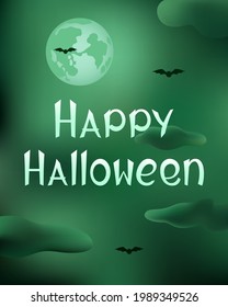 Halloween-Karte. Mond und Fledermäuse. Vektorgrafik.