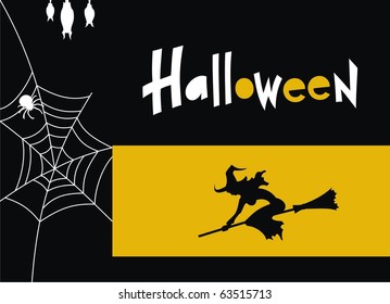 Halloween card with a picture of a witch. Vector illustration