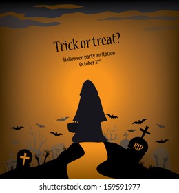 Halloween card or postcard design with happy smile monsters and space for text. Eps 10 vector illustration.
