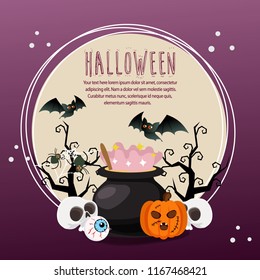 halloween card with potion pot