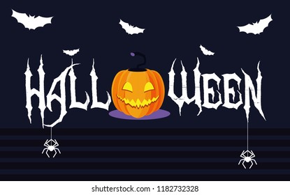 halloween card with pumpkin character