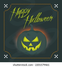 halloween card with pumpkin in dark background