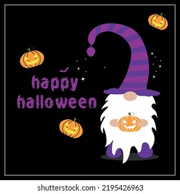 halloween card with halloween pumpkin gnome 