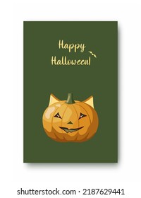 Halloween card with pumpkin. October 31. Perfect for poster, cover, or postcard. Happy Halloween!