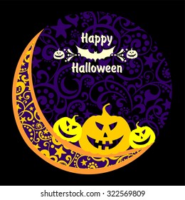 Halloween card with pumpkin. Vector illustration