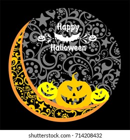 Halloween card with pumpkin. Vector illustration