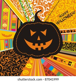 Halloween card with pumpkin. Vector Illustration