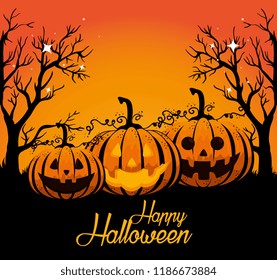 halloween card with pumpkins