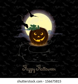 Halloween card with pumpkins
