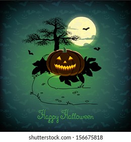 Halloween card with pumpkins