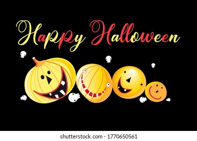 Halloween card with pumpkins on a dark background