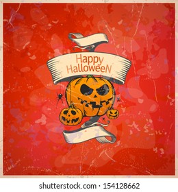 Halloween card with a pumpkins, retro style. Eps10.